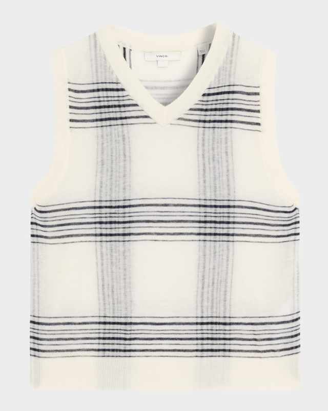 Plaid V-Neck Sweater Vest